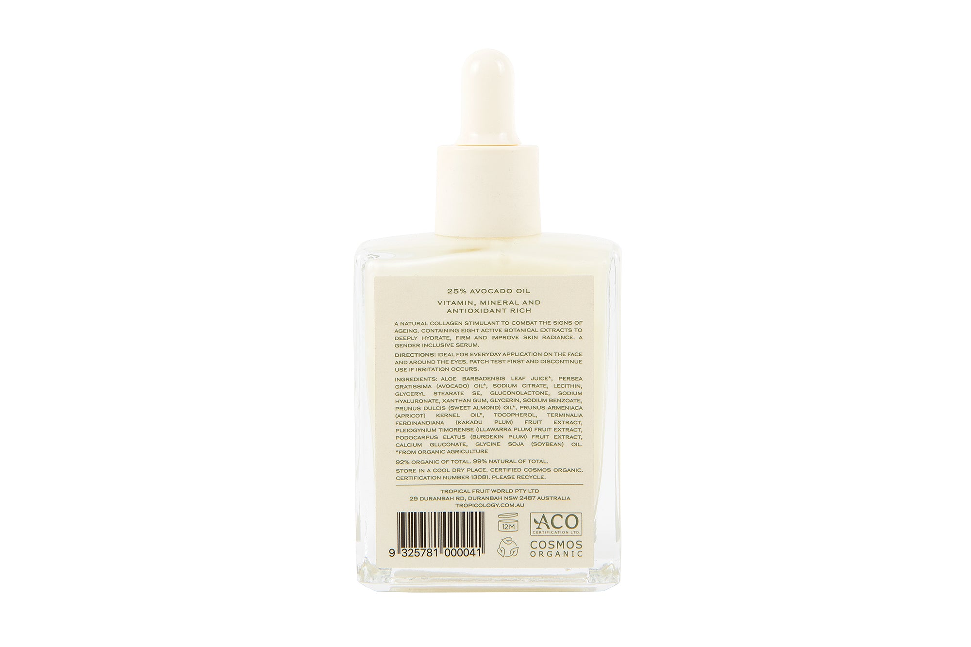 Tropicology Certified Organic Avocado Revitalising Serum